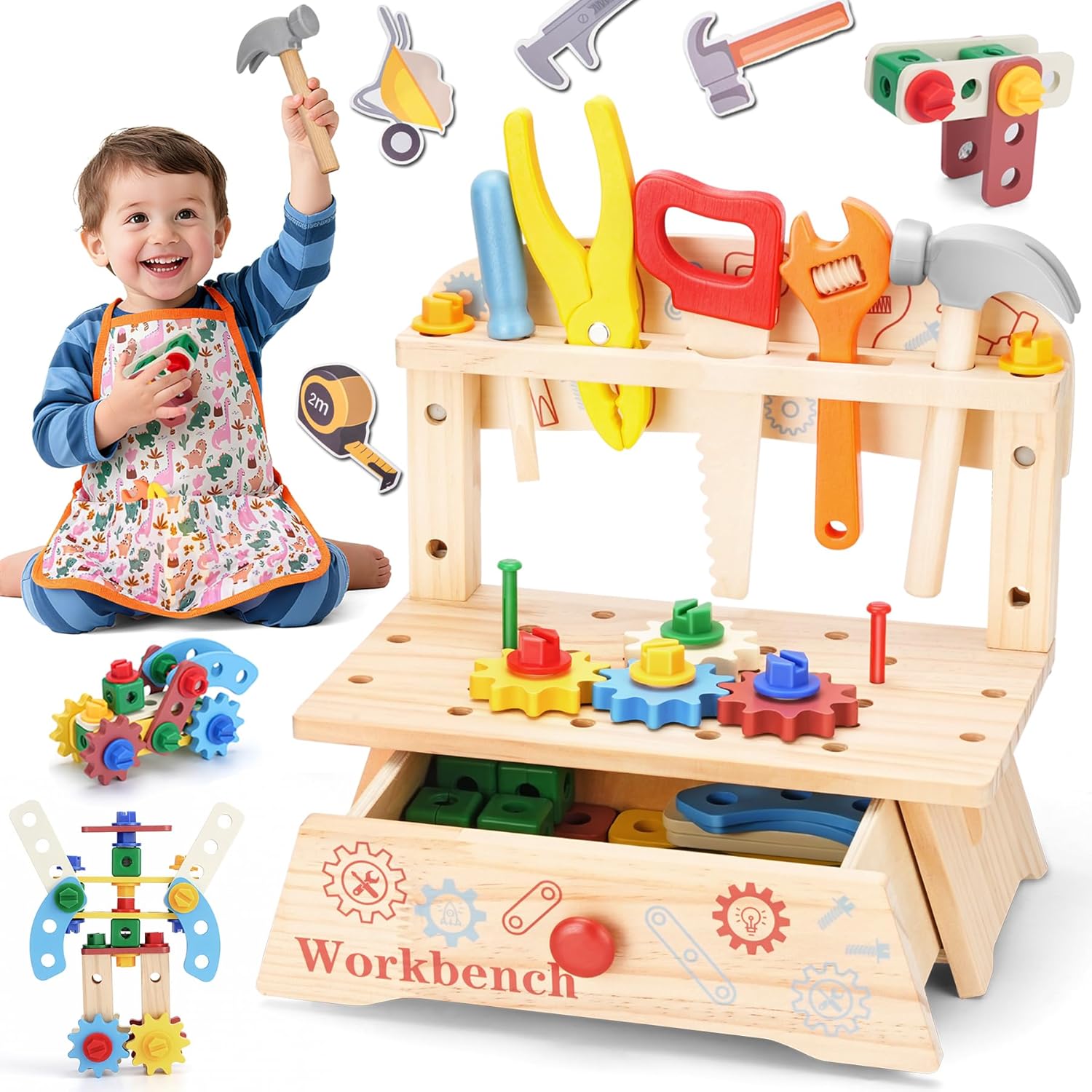 Wooden Tool Bench for Kids,Mon - Gardening Tools For Toddlers ulasan dan harga